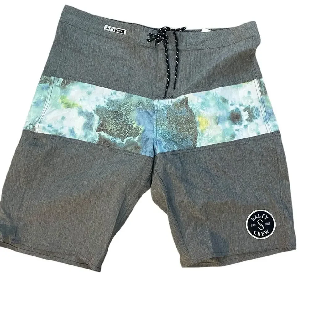 Salty Crew Breakup Trunks, “The Reef” Camo Board Shorts, Swim, Relaxed 32”/L